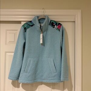 NWT Lilly Pulitzer Wallen Sherpa, half zip 
Blue Pullover